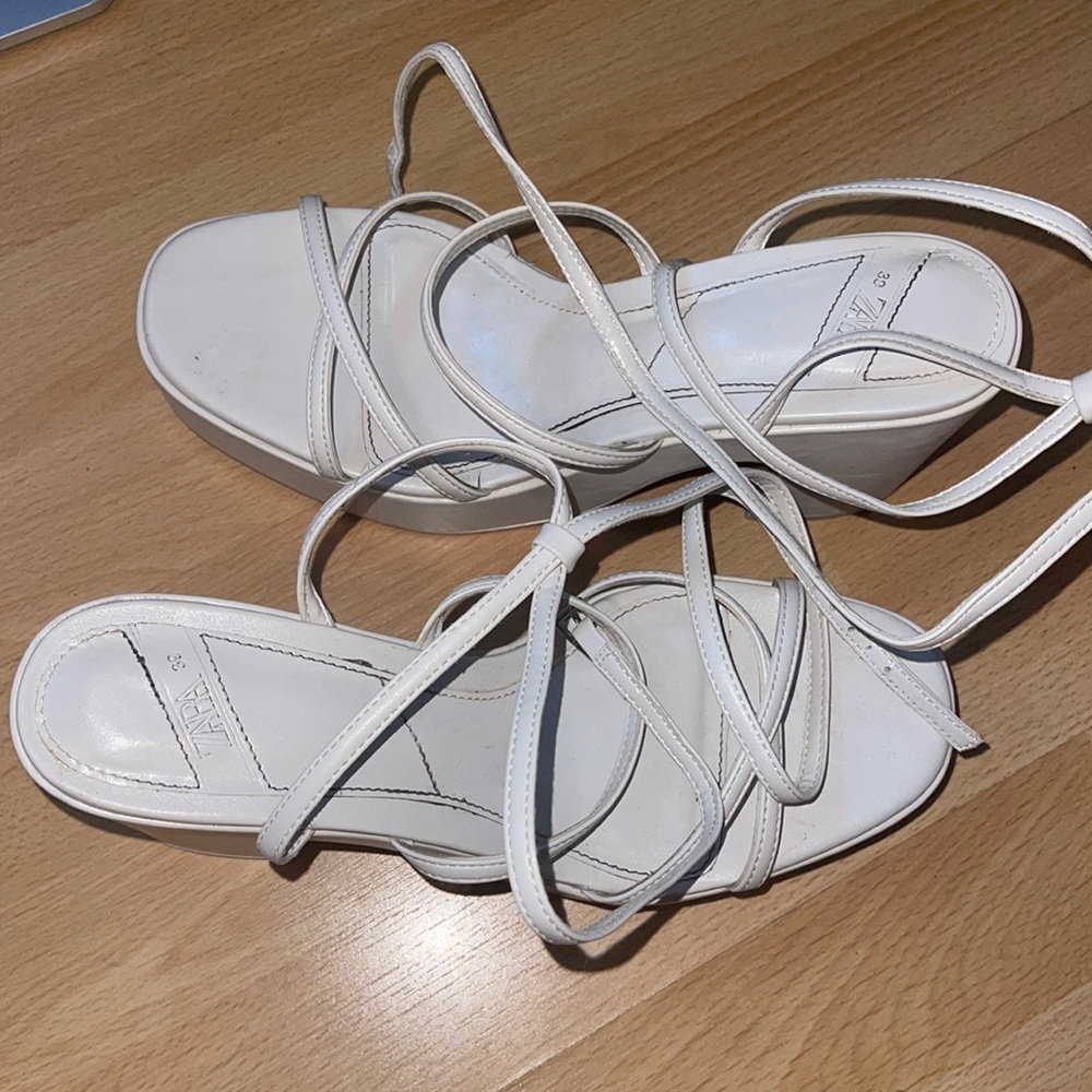 Zara platform sandals with an ankle strap